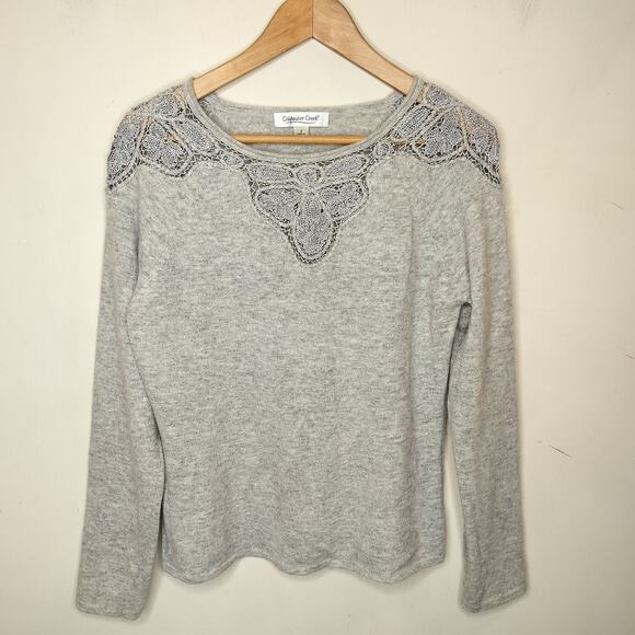 Coldwater Creek Lambswool Angora Sweater Crochet Trim - Picture 1 of 10